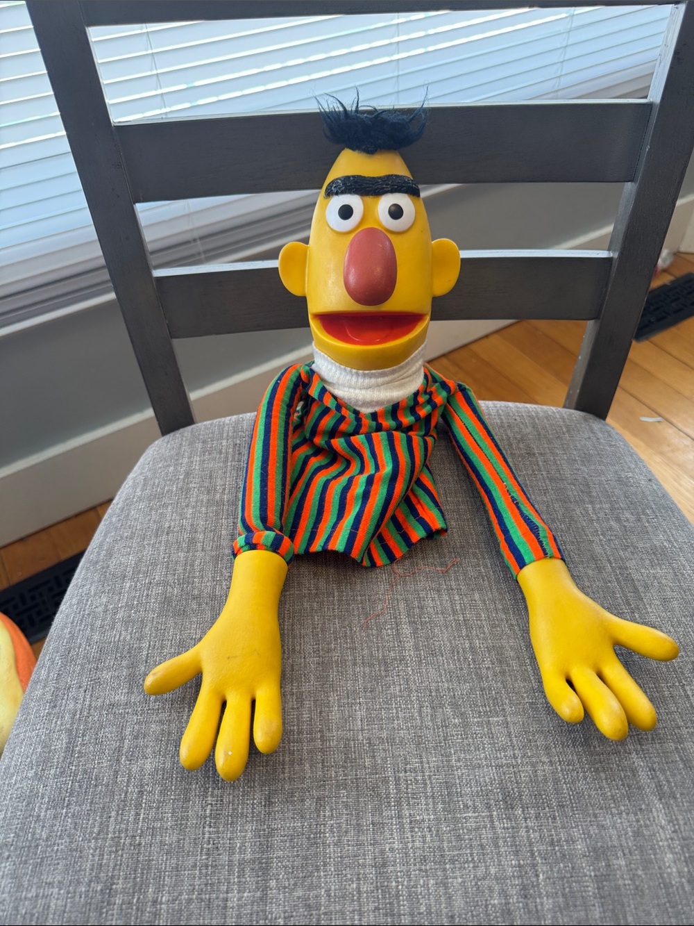 Sesame Street Vintage Bert Hand Puppet Hard head hands 70s